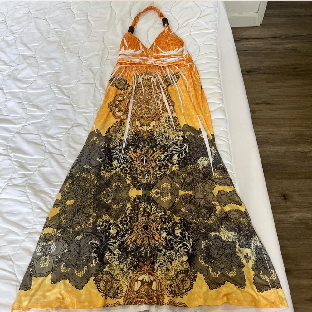 Orange and Black Maxi Dress